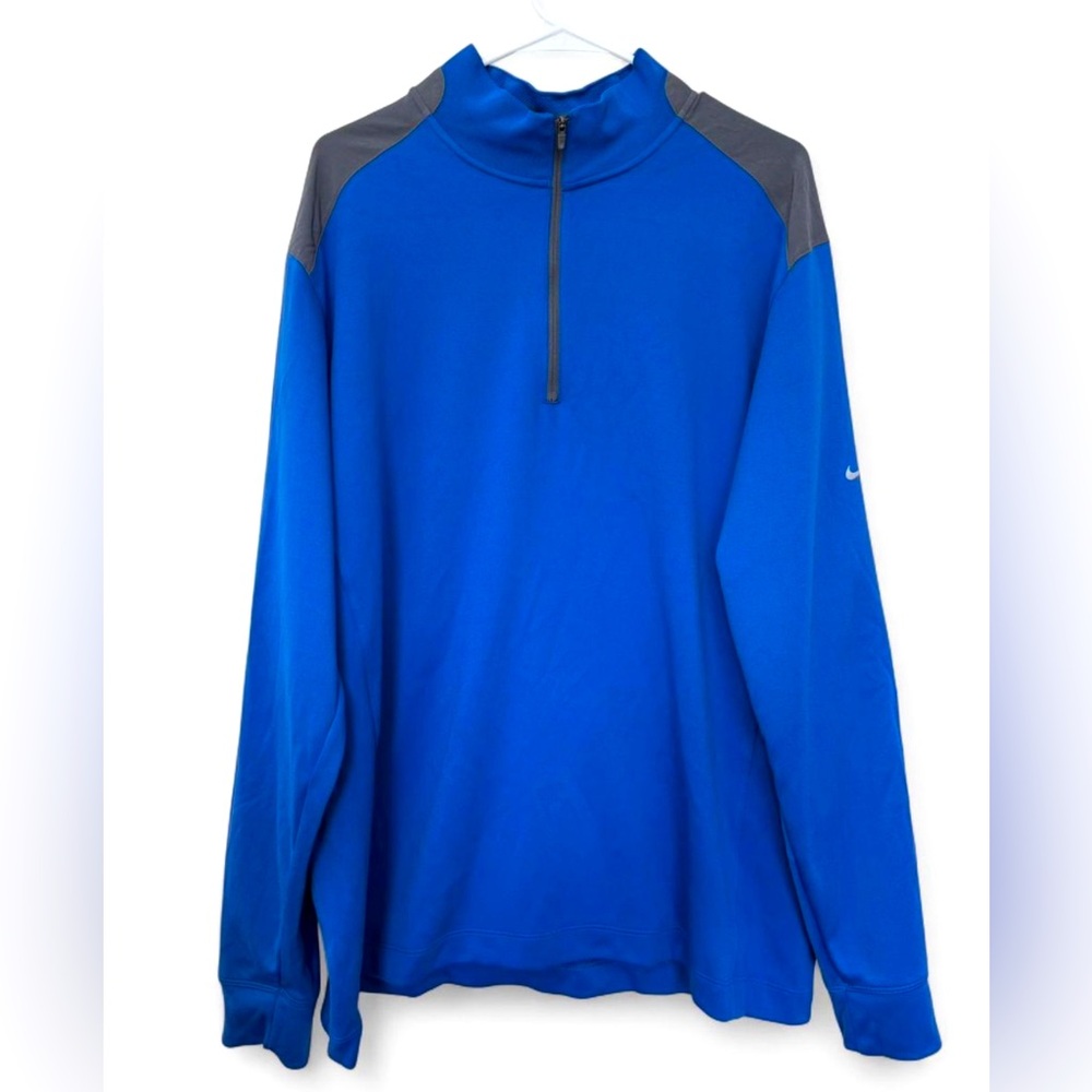 Men's Nike Golf Tour Performance Blue Gray‎ 1/4 Zip Dri Fit Long Sleeve Size XL